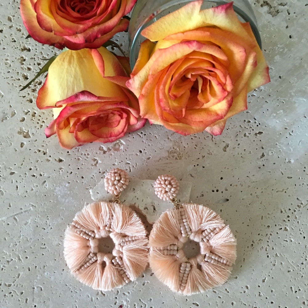 Coral Tassel Earrings - Picture 2 of 2